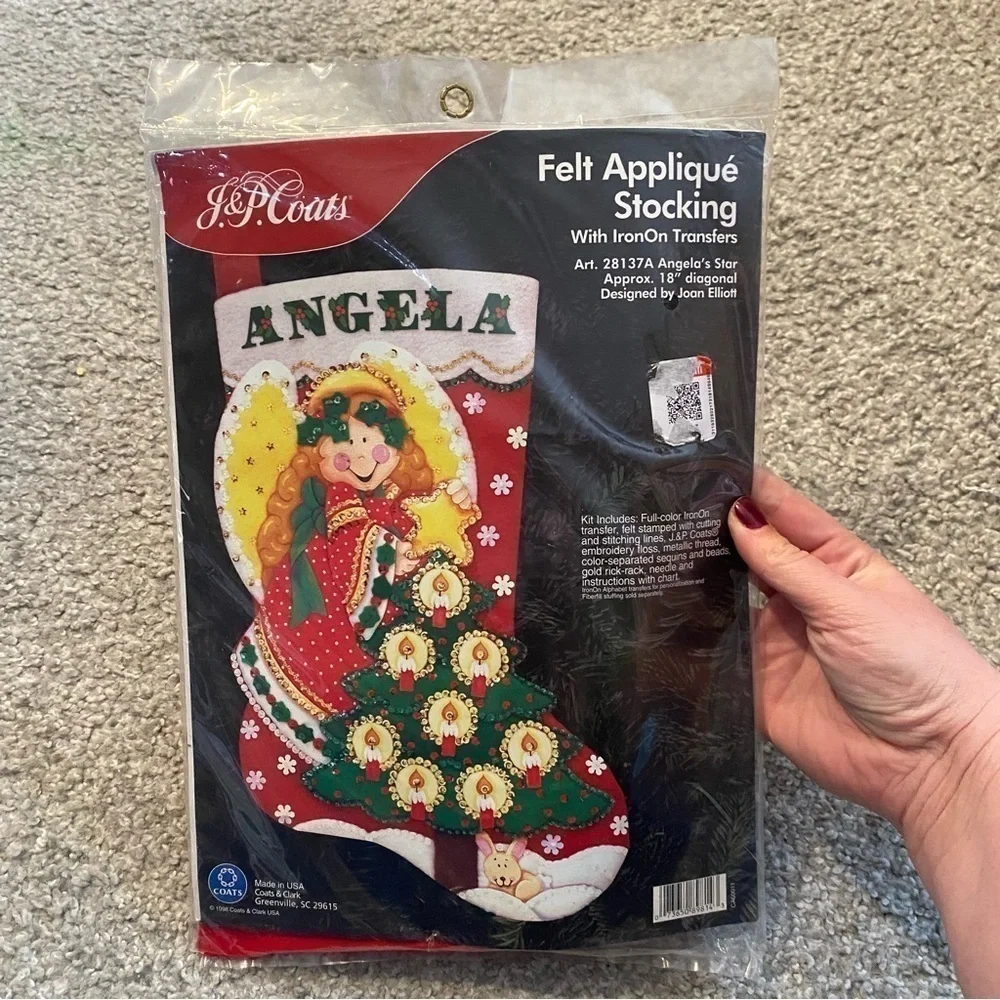 J.&P Coats Felt Applique Christmas Stocking Felt Kit Angelica's Star New 28137